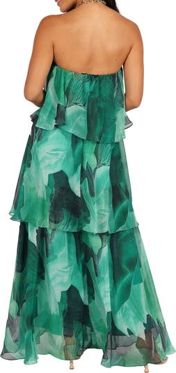 Bloom Strapless Tiered Chiffon Maxi Dress