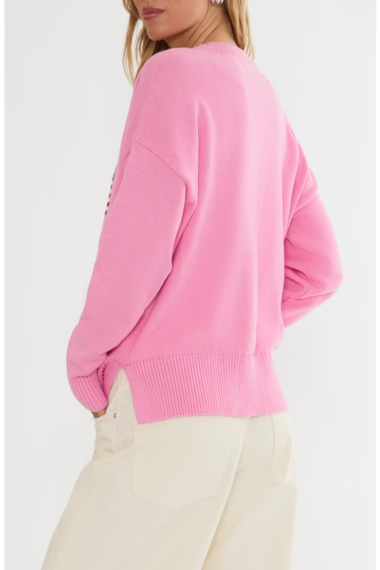 Callie Crewneck Sweater, Alternate, color, PRISM PINK AMERICANA