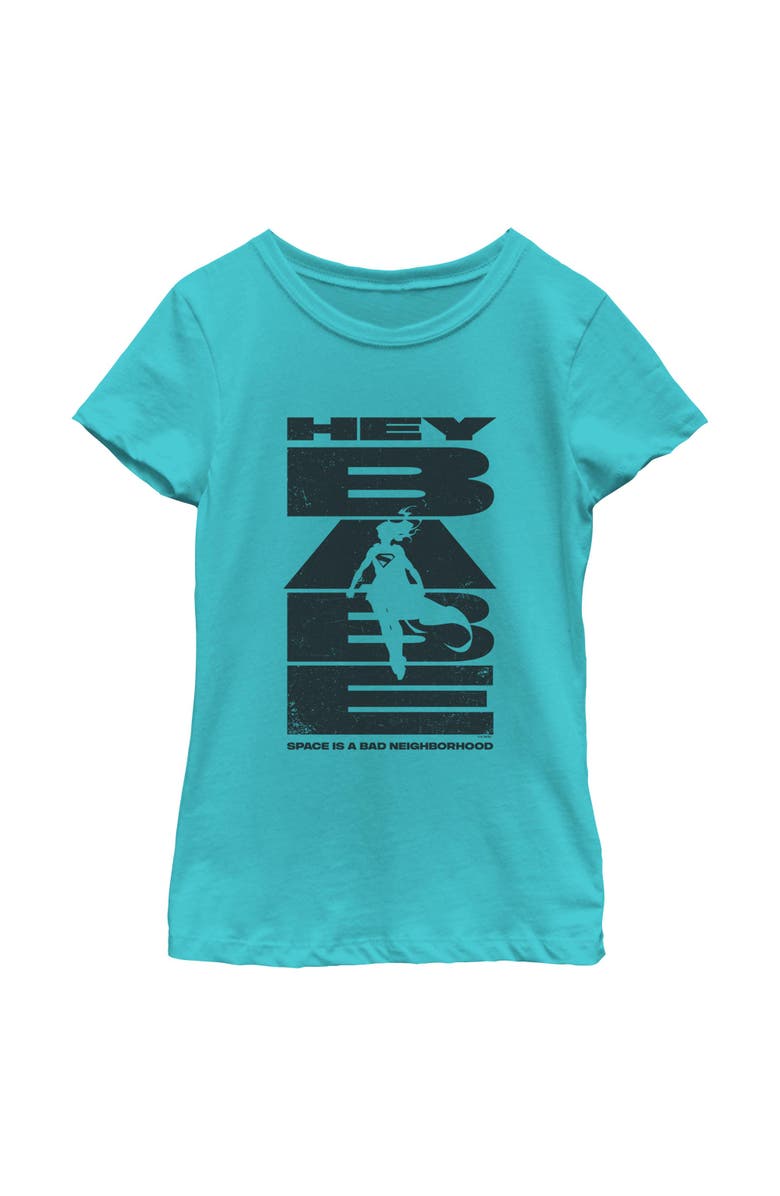 Supergirl Girl's Supergirl Hey Babe Kara Silhouette Graphic T-Shirt, Main, color, Tahiti Blue