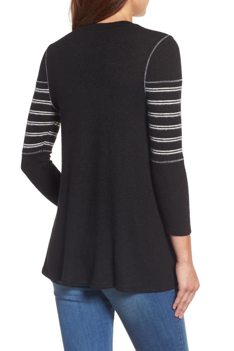 Stripe Panel Sweater, Alternate, color, BLACK- WHITE STRIPE