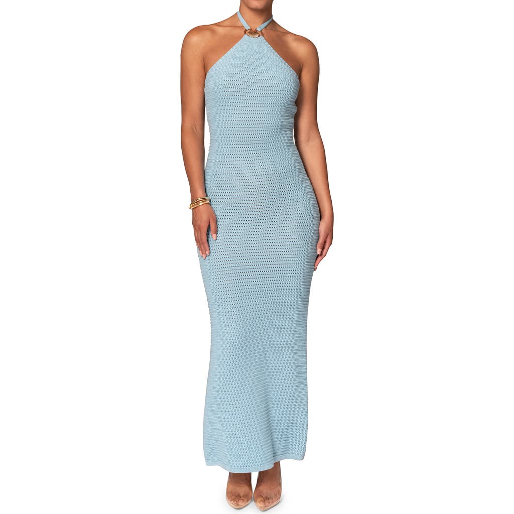 Shop Jluxlabel Overseas Halter Maxi Dress In Blue