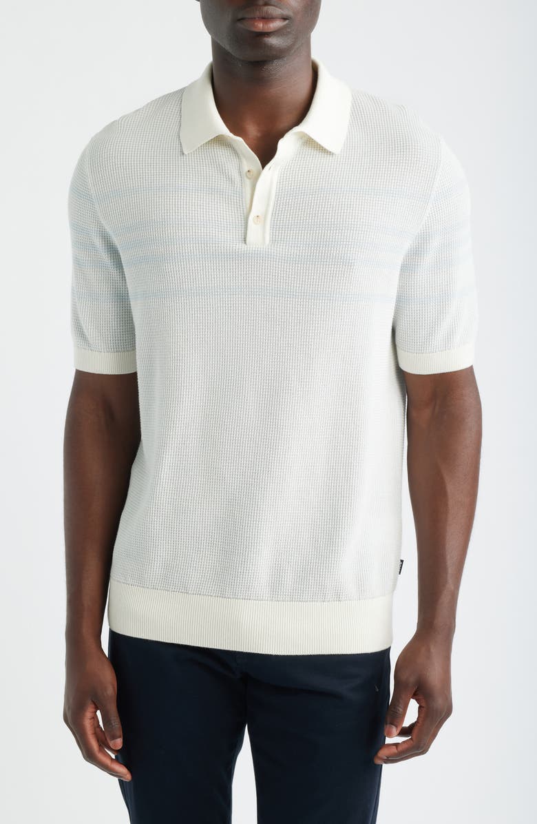 BOSS Lancio Polo Sweater, Main, color, Open White