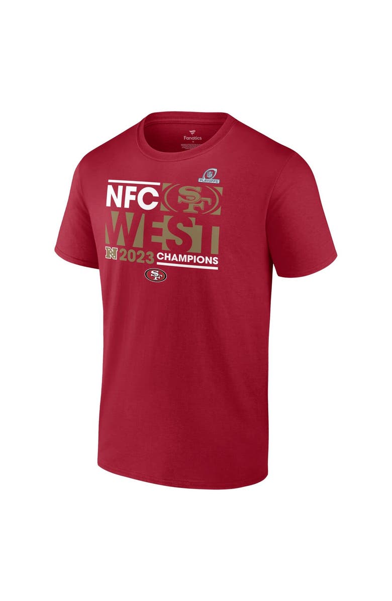 FANATICS Men's Fanatics Branded Scarlet San Francisco 49ers 2023 NFC West Division Champions Conquer T-Shirt, Alternate, color,