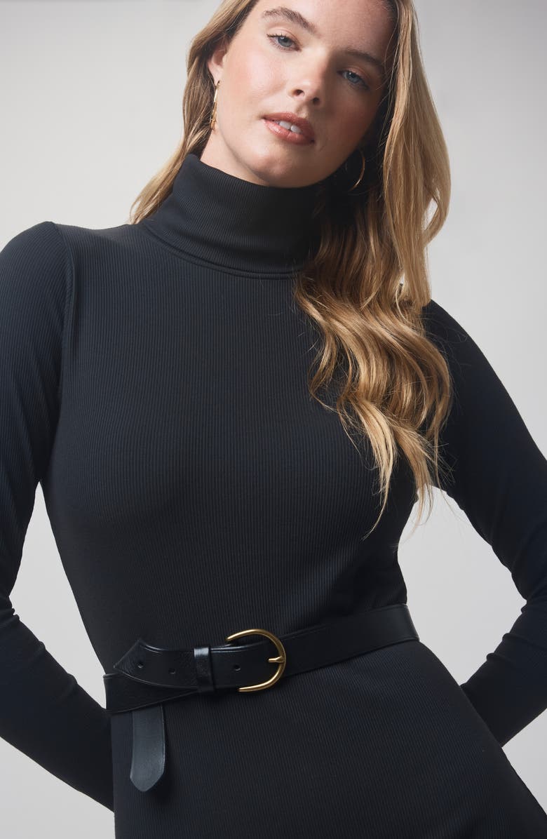 Splendid x @cellajaneblog Rib Turtleneck Dress, Alternate, color, Black