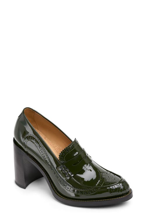 The Office of Angela Scott Mrs. Sophia Wingtip Penny Loafer Pump in Hunter Green 