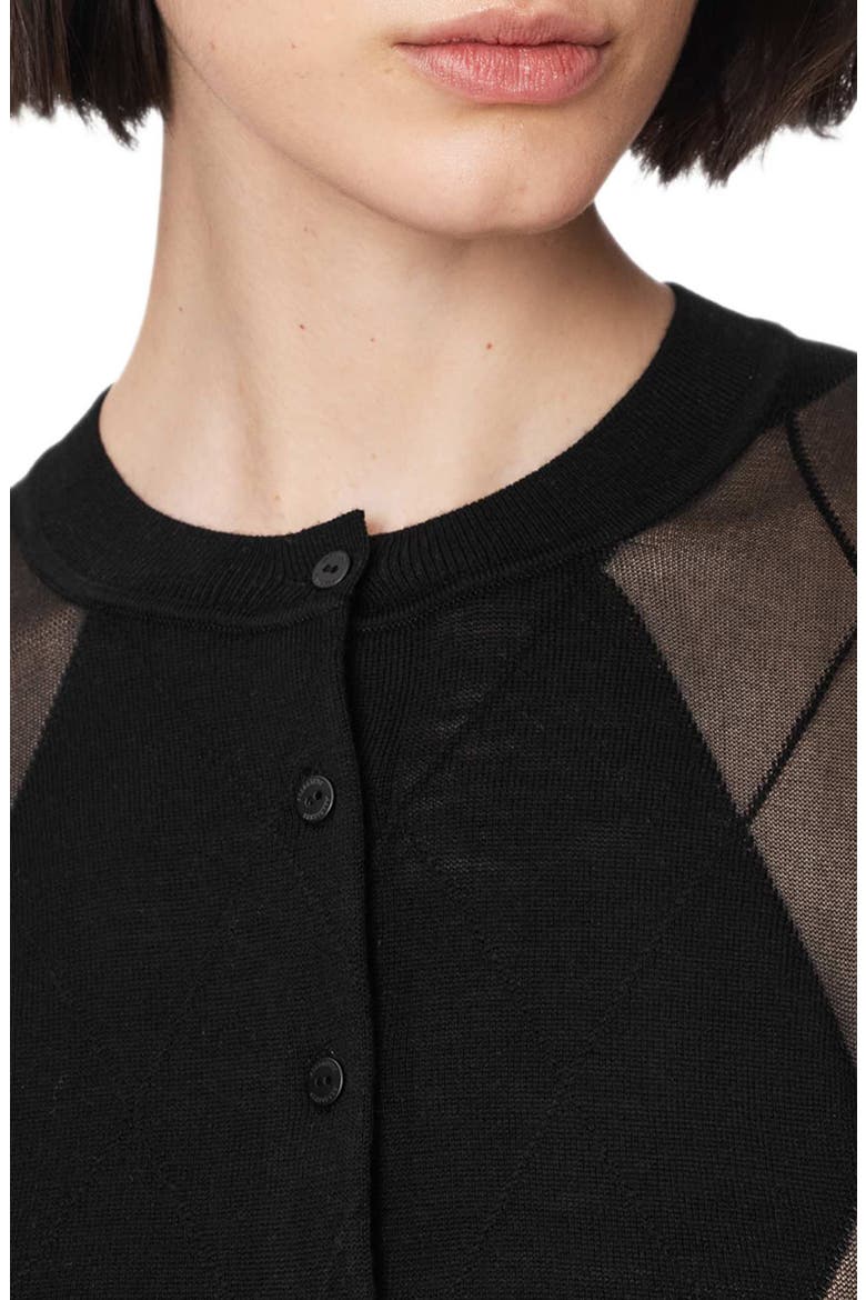 Bern Argyle Merino Wool Cardigan, Alternate, color, BLACK