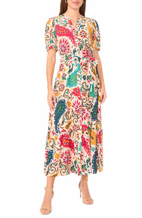 Halogen® Short Sleeve Tie Waist Maxi Dress