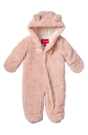 Wippette Babies'  Kids' Toggle Faux Fur Pram Suit In Blush
