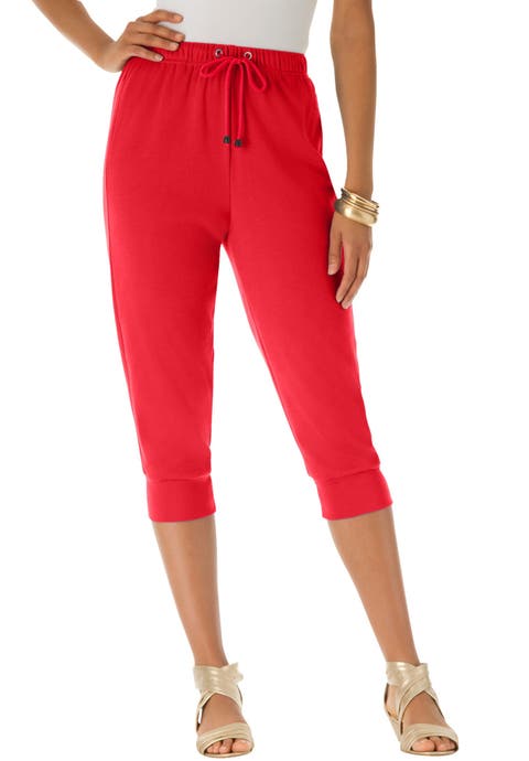 Plus Size Soft Knit Capri Pant With Drawstring Waist (Plus)
