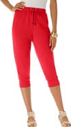 Roaman's Plus Size Soft Knit Capri Pant With Drawstring Waist