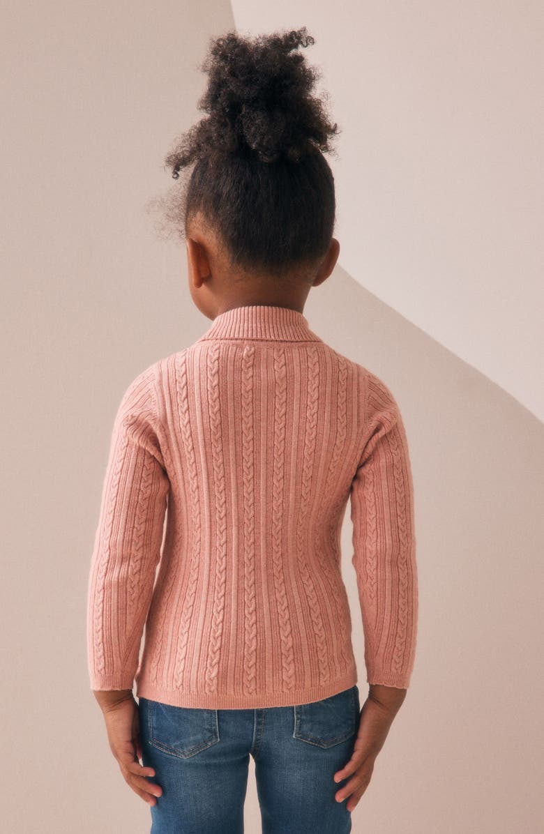 NEXT Kids' Cable Stitch Roll Neck Sweater, Alternate, color, Pink