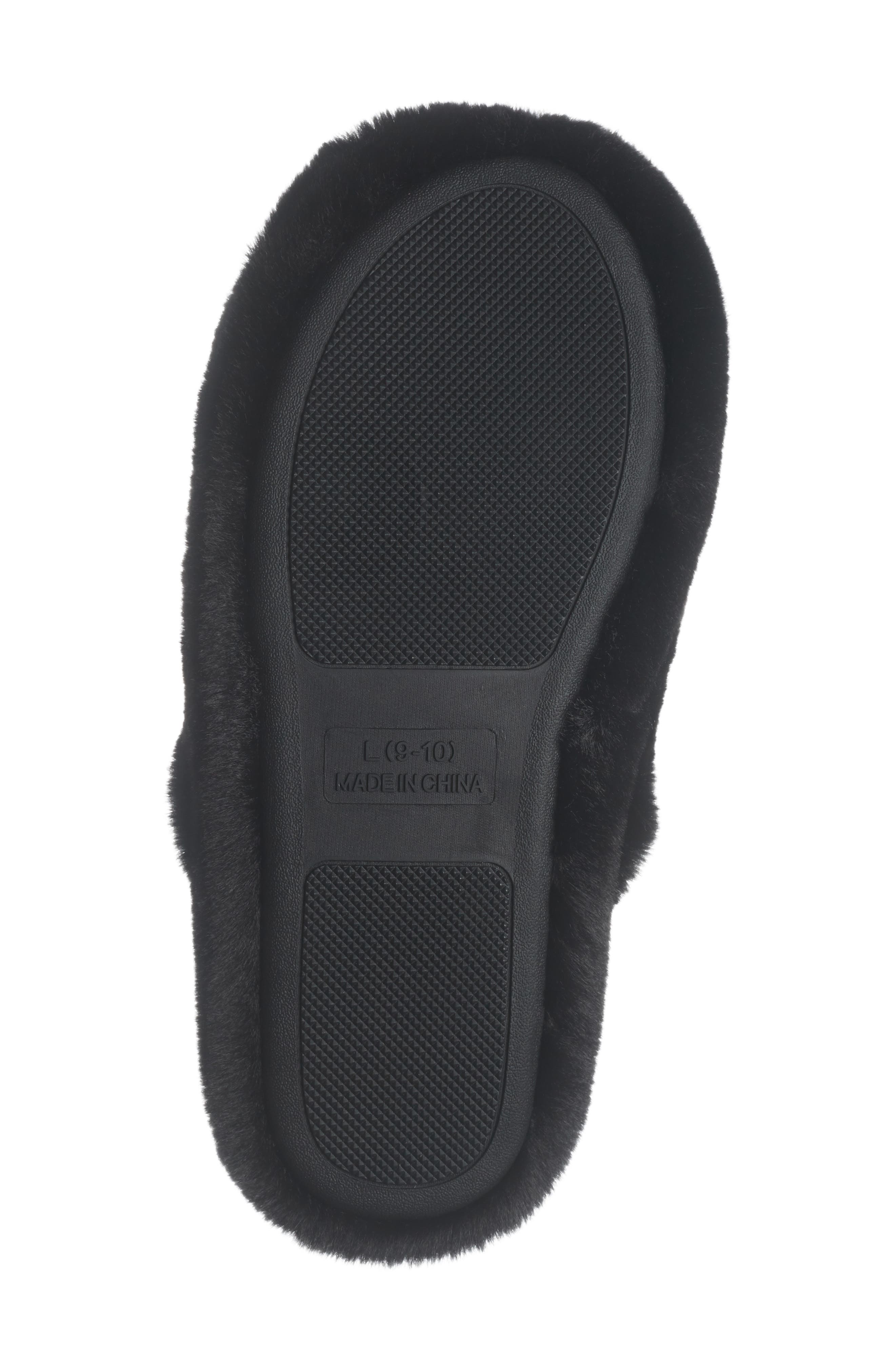 Abound Raya Faux Fur Slipper, Alternate, color, Black