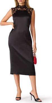 Steve Madden Maribella Lace Trim Satin Shift