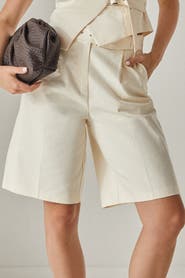 NASTY GAL Longline Cotton Twill Buckle Jort Shorts