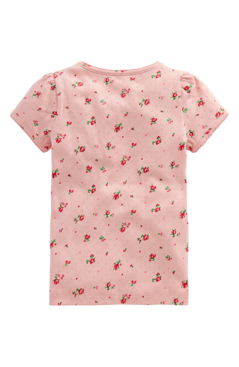 Mini Boden Kids' Rose Print Pointelle Cotton T-Shirt, Alternate, color, 