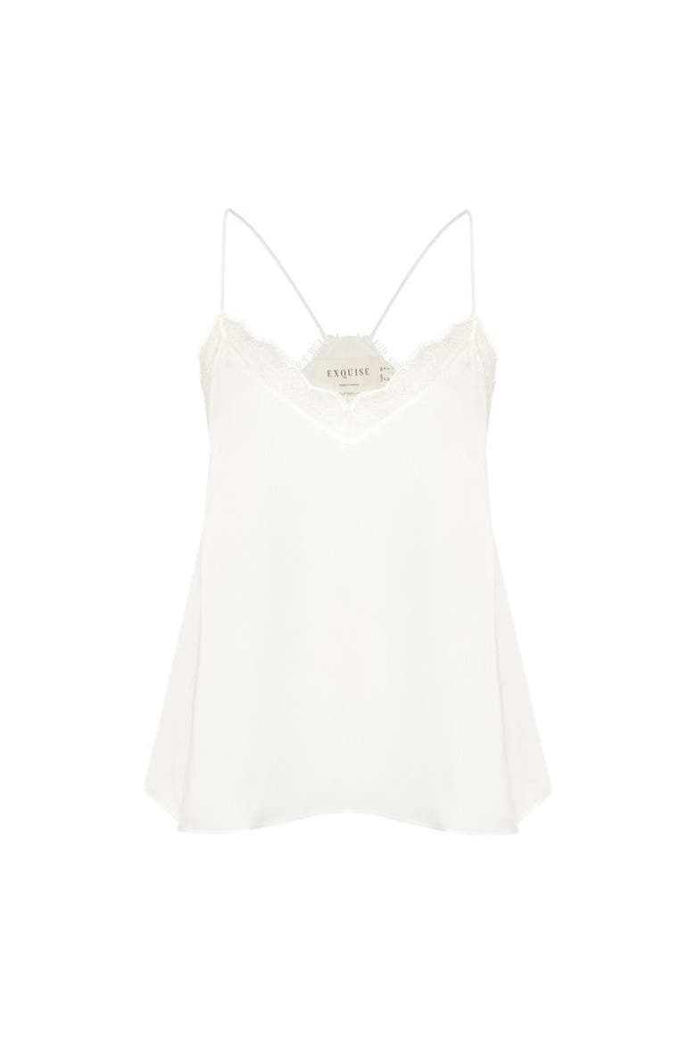 Strappy Lace Trim Viscose Blouse, Alternate, color, ECRU