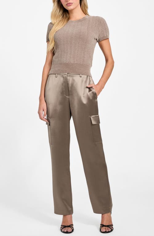 Guess Megan Satin Cargo Pants In Brown