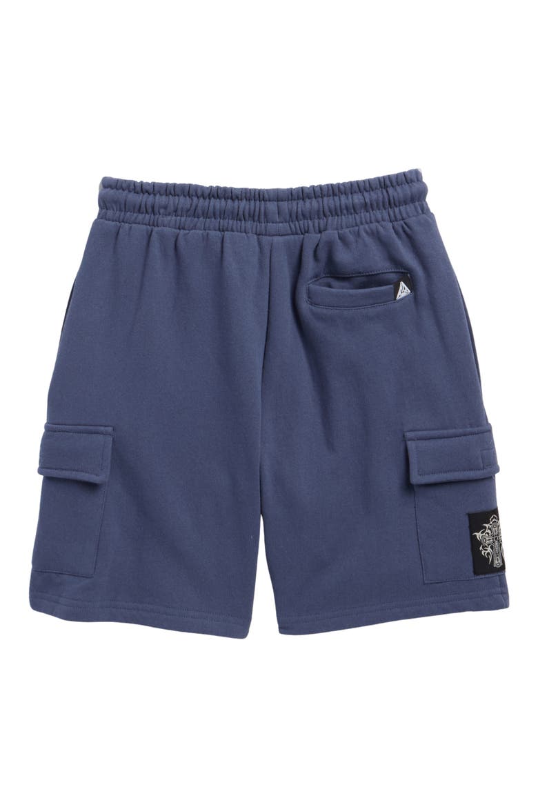 Kids' Gideon Fleece Cargo Shorts, Alternate, color, VINTAGE INDIGO/ WORLDWIDE