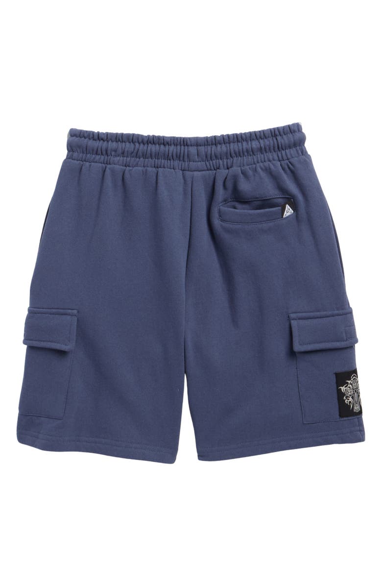 Fly By Night Kids' Gideon Fleece Cargo Shorts, Alternate, color, Vintage Indigo/ Worldwide