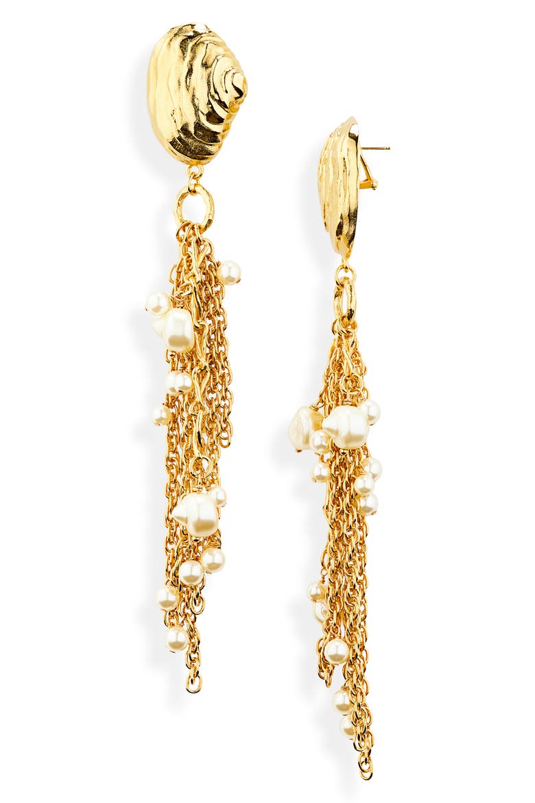 Sea Treasure Drop Earrings, Main, color, VINTAGE GOLD