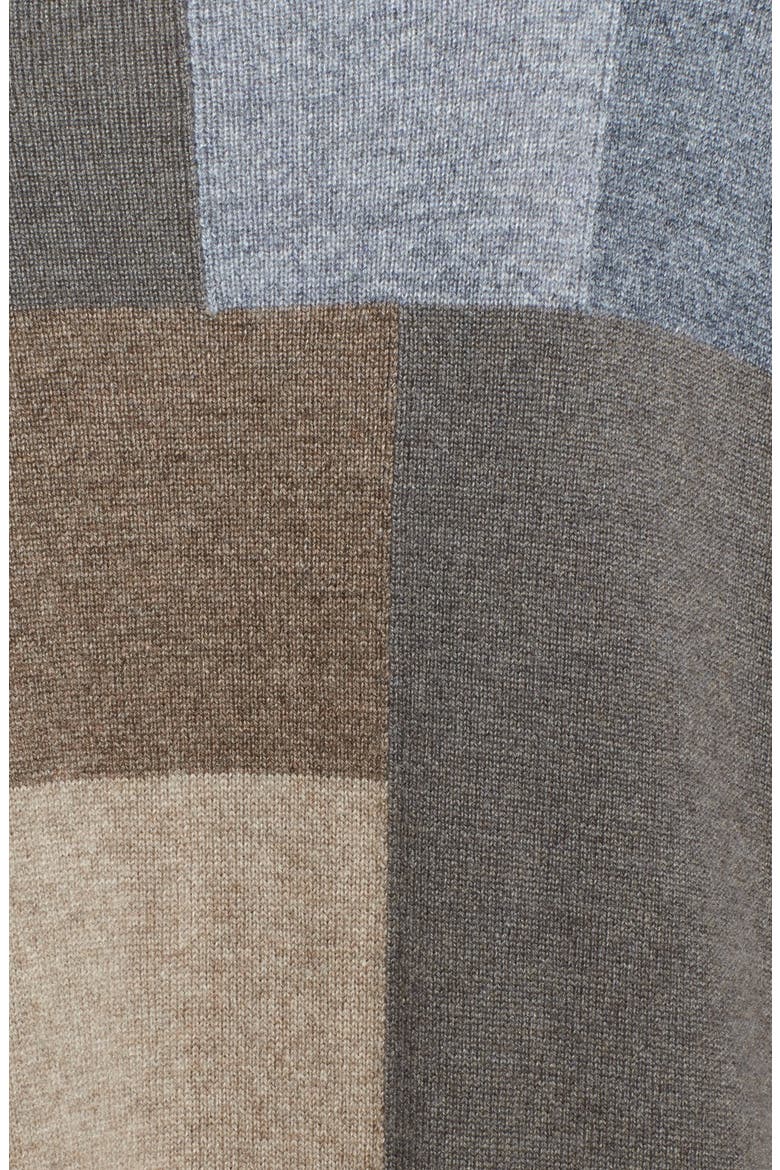 Geometric Intarsia Knit Cashmere Sweater, Alternate, color, BEIGE/ GREY MIX