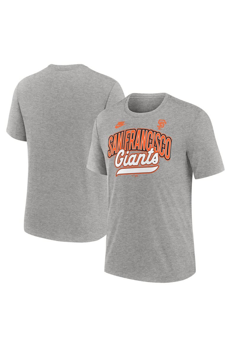 Men's Nike Heather Gray San Francisco Giants Cooperstown Collection Retro Tri-Blend T-Shirt, Alternate, color, Heather Gray