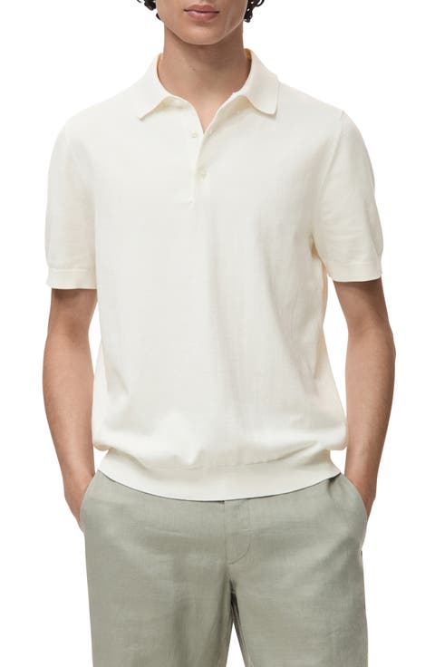 Solid Cotton Polo Sweater