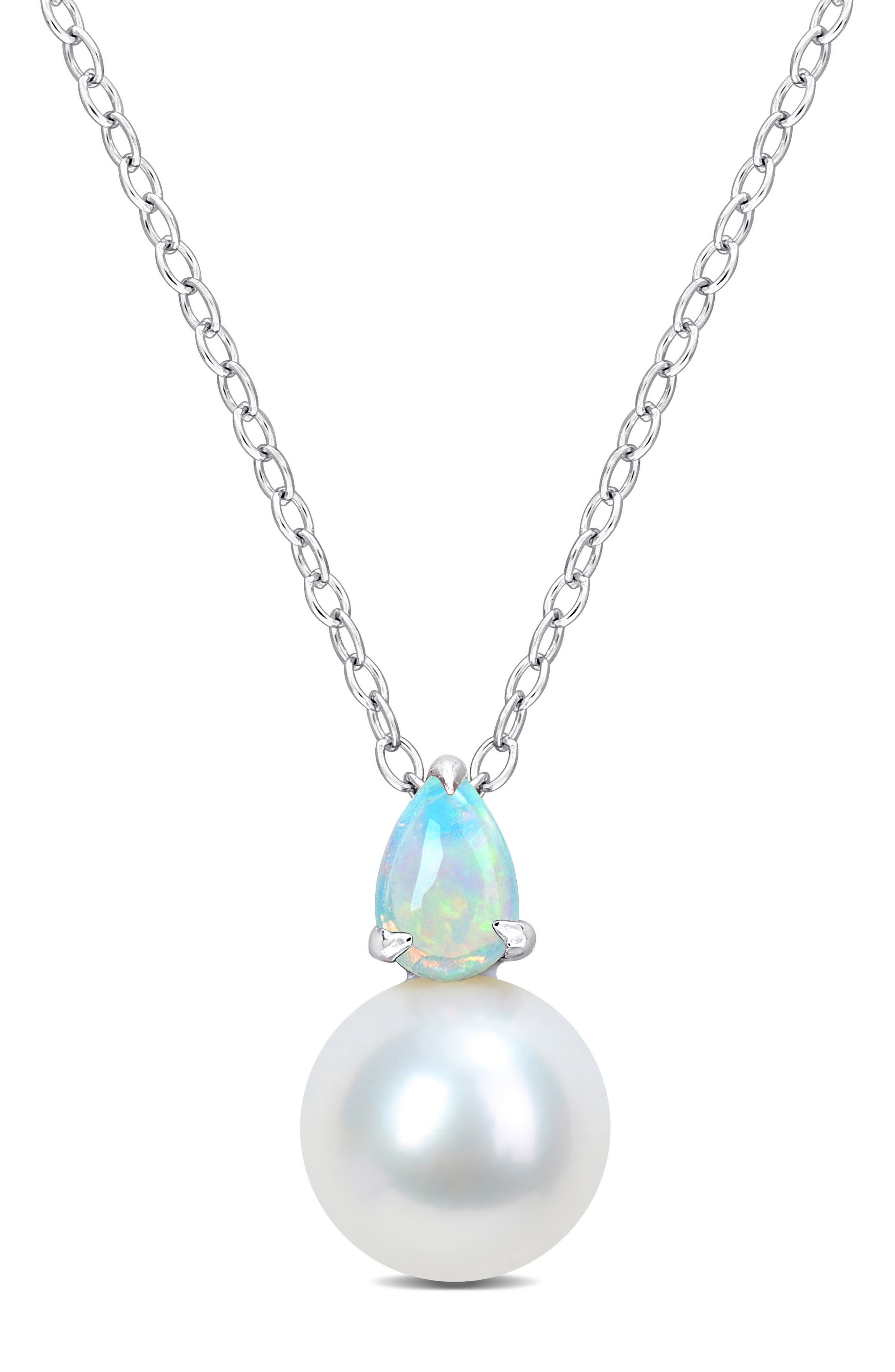 DELMAR Opal & Ethiopian Pearl Pendant Necklace