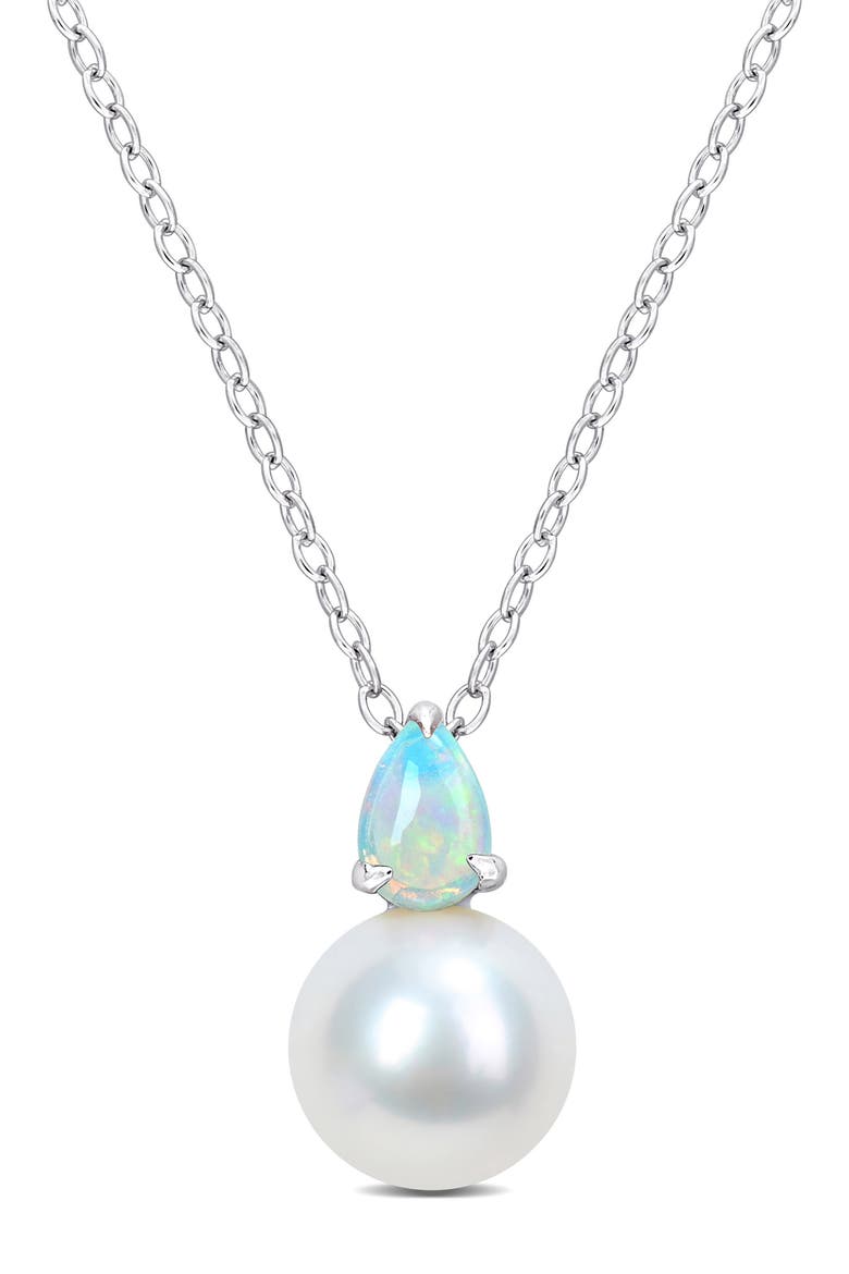 Opal & Ethiopian Pearl Pendant Necklace, Main, color, BLUE