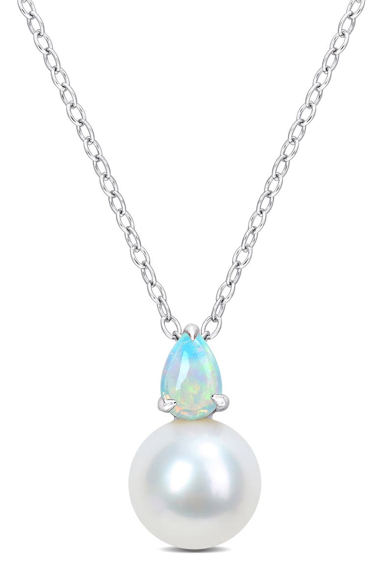 DELMAR Opal & Ethiopian Pearl Pendant Necklace, Main, color, Blue