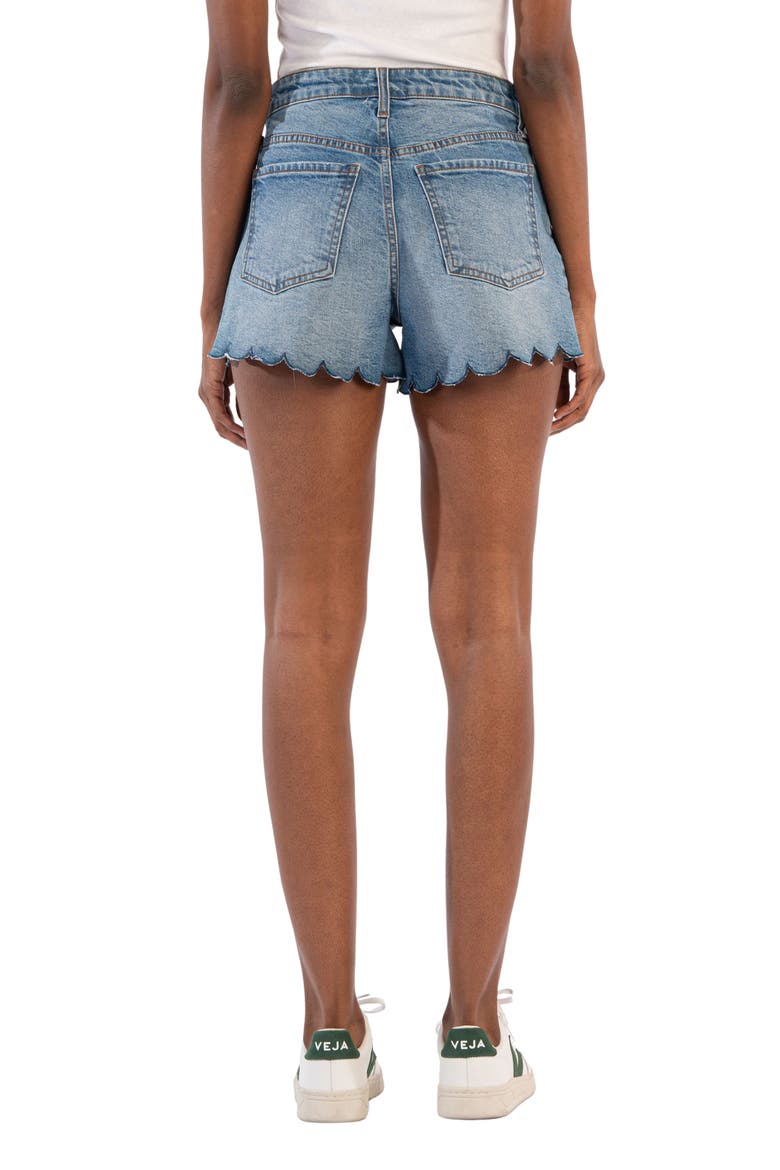 Jane High Waist Scallop Raw Hem Denim Shorts, Alternate, color, BRIG W/ MED BASE