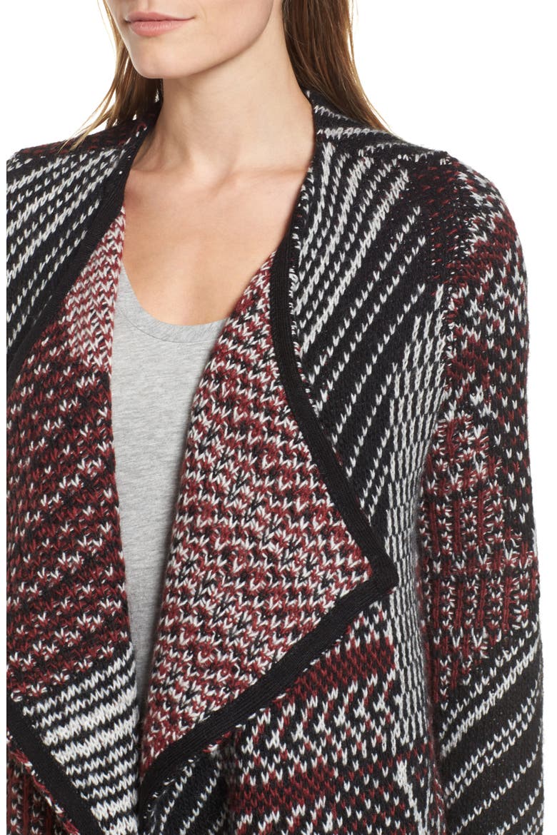 Jacquard Cardigan, Alternate, color, BLACK- RED PATTERN