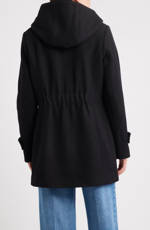 Michael Kors Wool Blend Hooded Coat In Black
