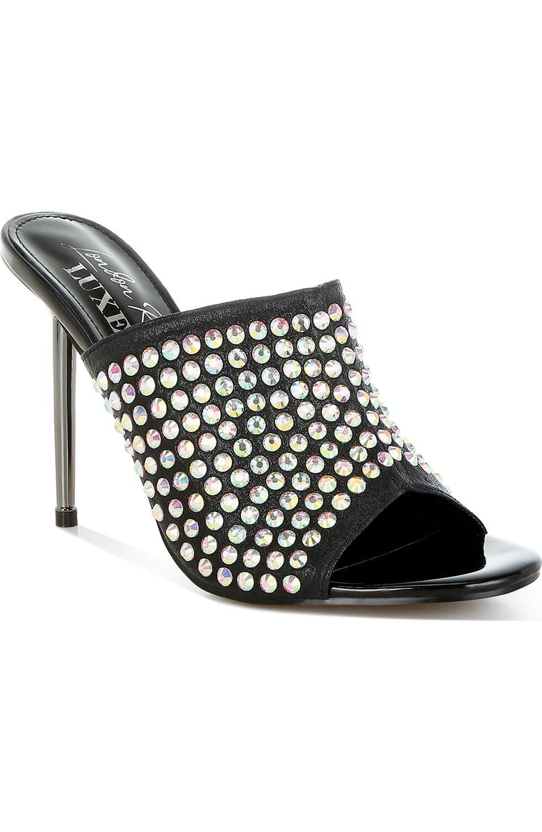 LONDON RAG Farasha Rhinestone Pump Sandal, Main, color, Black