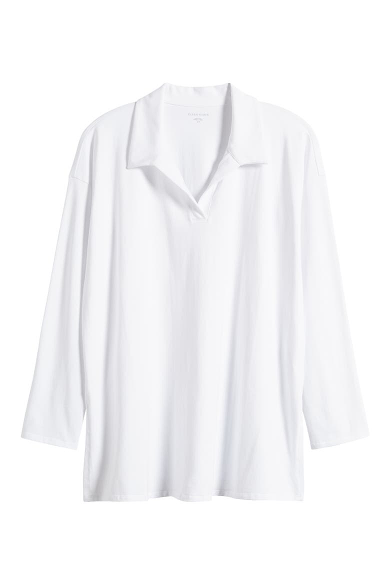 Boxy Stretch Pima Cotton Jersey Tunic Top, Alternate, color, WHITE