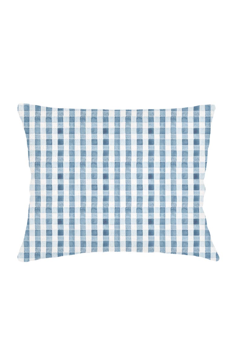 Gingham Linen Dutch Euro Pillow with Down Alternative Insert, Main, color, Chambray Blue