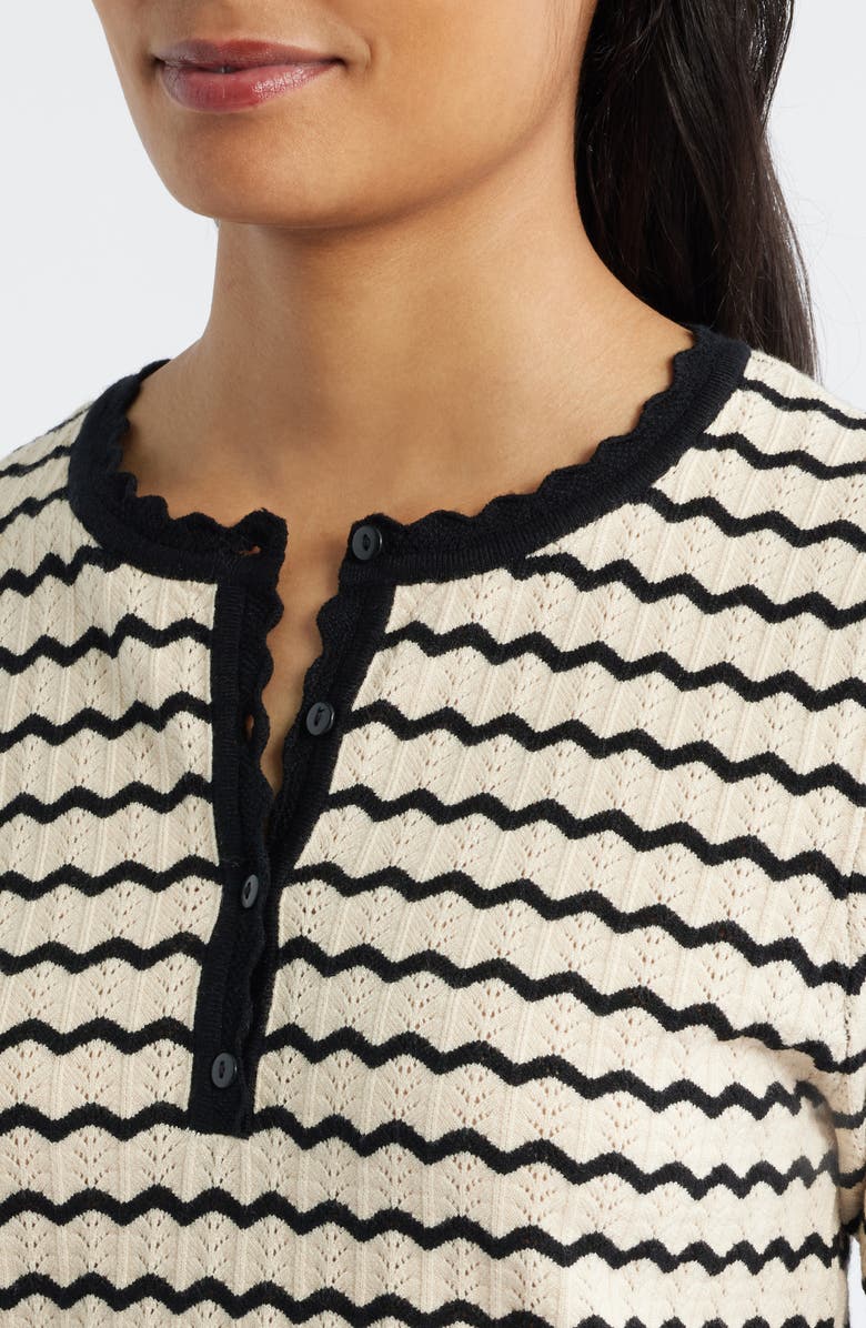 Wit & Wisdom Stripe Knit Top, Alternate, color, Ecru/ Black