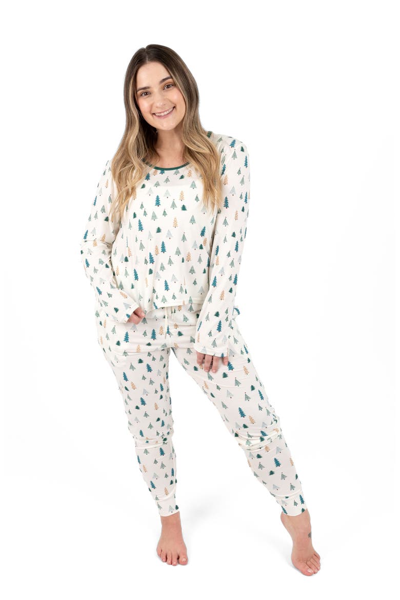Women's Viscose Matching Family Holiday Pajamas, Reindeer & Polar Bear Prints, Alternate, color, Pine Tree