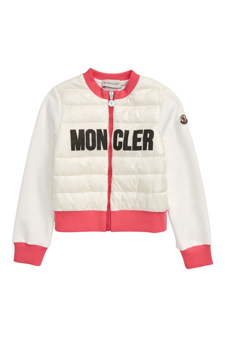 Molleton Quilted Full Zip Sweatshirt, Main, color, WHITE