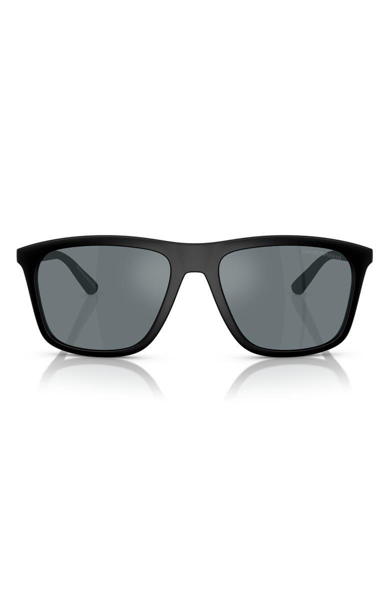 Emporio Armani 57mm Mirrored Square Sunglasses, Main, color, Black / Grey Mirror Black