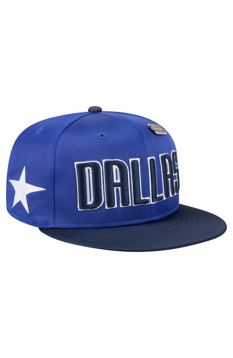 New Era Men's New Era Blue/Navy Dallas Mavericks Throwback Satin Vintage Pin Two-Tone 59FIFTY Fitted Hat, Main, color, Blue