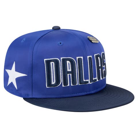 Men's New Era  Blue/Navy Dallas Mavericks Throwback Satin Vintage Pin Two-Tone 59FIFTY Fitted Hat