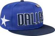 New Era Men's New Era Blue/Navy Dallas Mavericks Throwback Satin Vintage Pin Two-Tone 59FIFTY Fitted Hat
