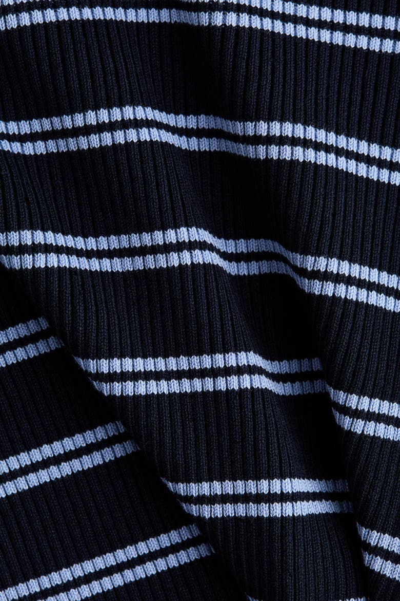 Ruffle-trimmed Rib-knit Top, Alternate, color, Navy blue/striped