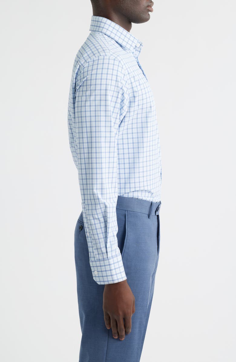 Mizzen+Main Leeward Trim Fit Plaid Performance Button-Up Shirt, Alternate, color, Cloud Blue Miles Plaid