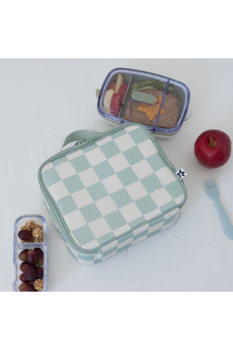 Insulated Lunch Box, Alternate, color, Sage Checkers