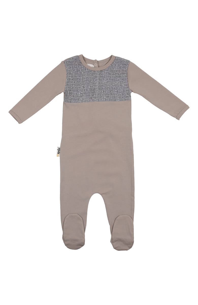 Manière Speckled Smocked Cotton Blend Footie, Main, color, 