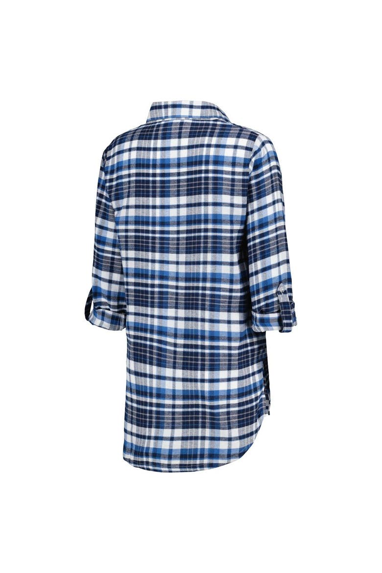 Women's Concepts Sport Deep Sea Blue Seattle Kraken Mainstay Flannel Full-Button Long Sleeve Nightshirt, Alternate, color, Navy