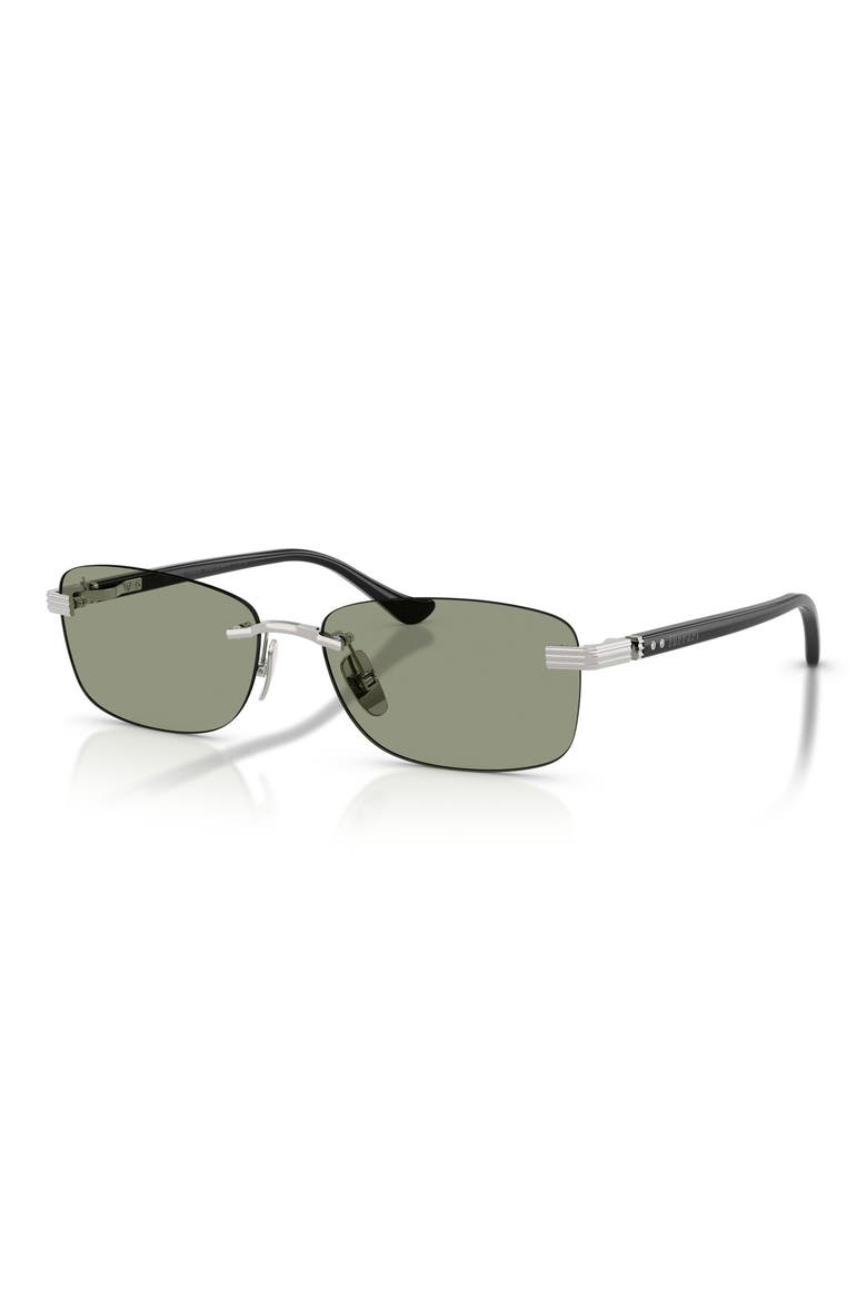 58mm Pillow Sunglasses, Alternate, color, SILVER BRUSHED / GREEN RED