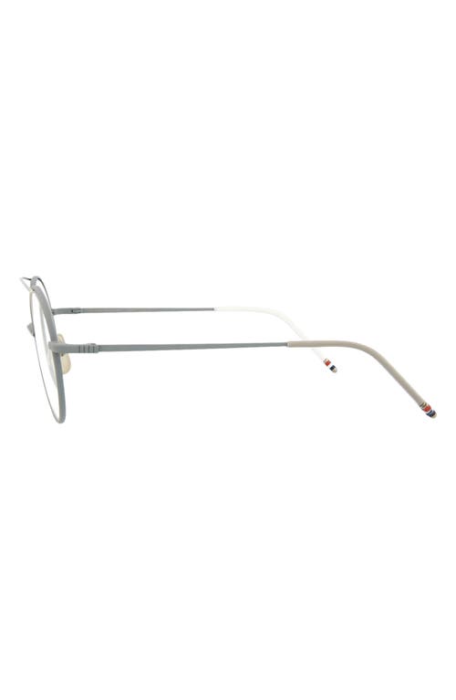 Thom Browne 50mm Round Optical Frames In Matte Grey Silver